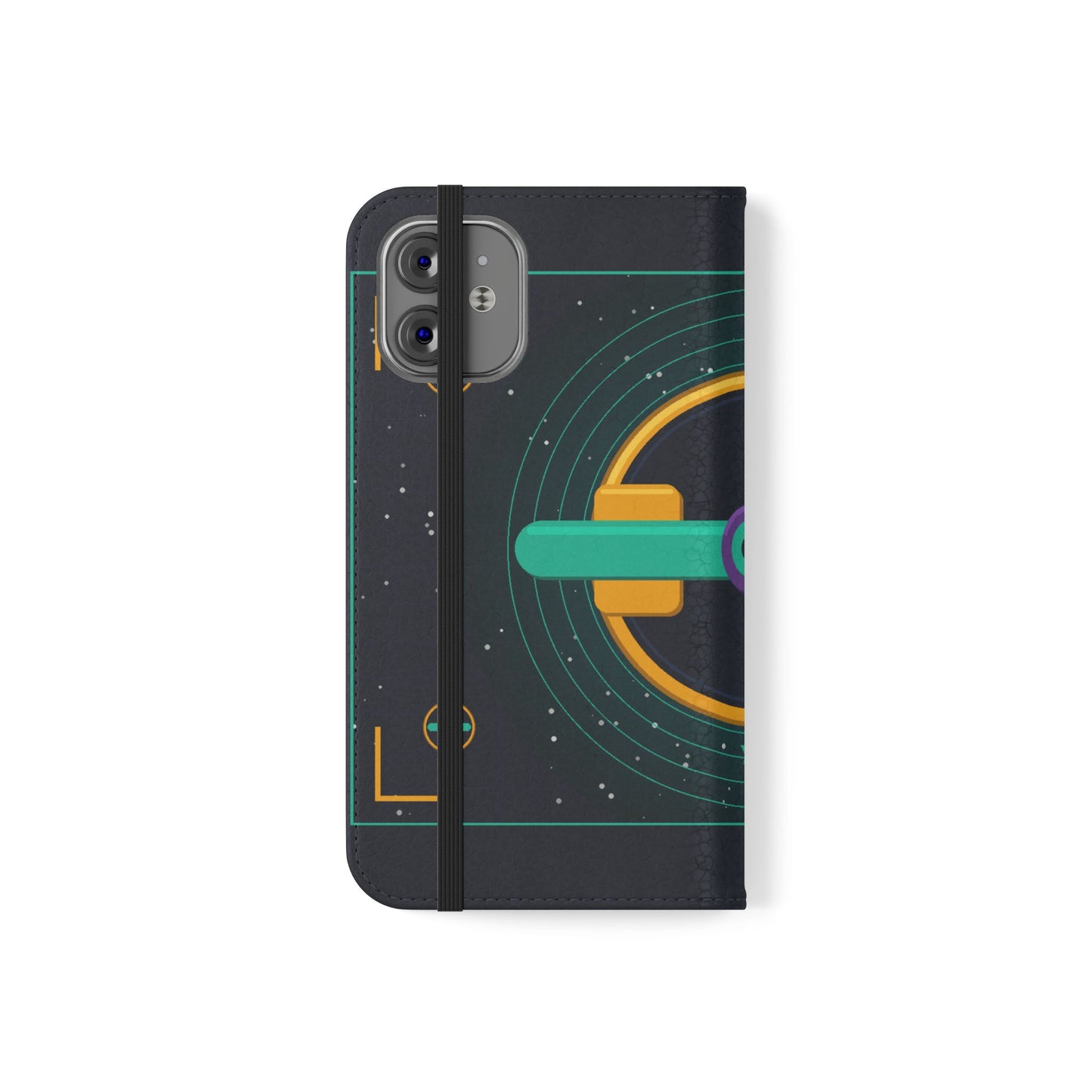 Unboards Cosmic Flip Case — Retro Space Tech Wallet Cover
