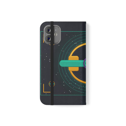 Unboards Cosmic Flip Case — Retro Space Tech Wallet Cover