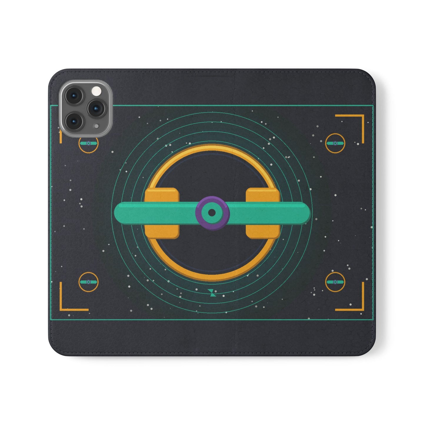Unboards Cosmic Flip Case — Retro Space Tech Wallet Cover