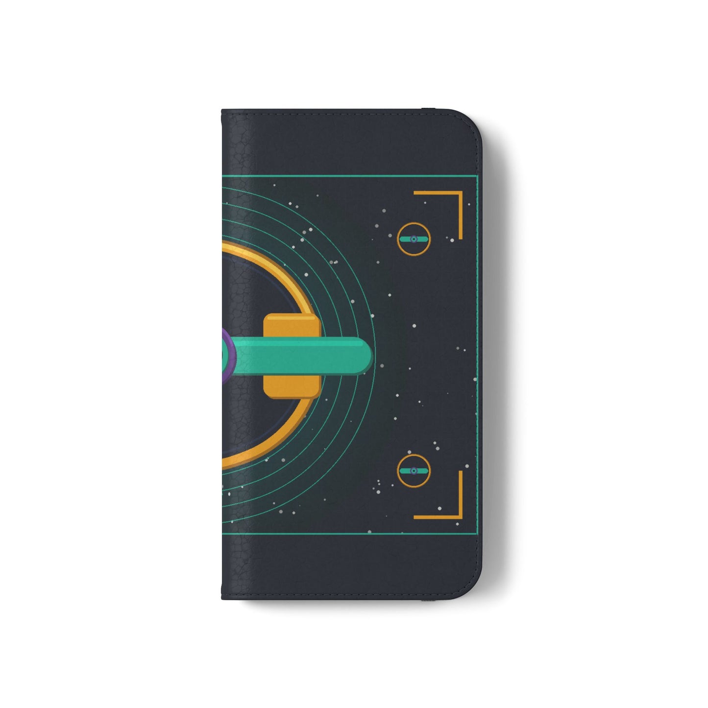 Unboards Cosmic Flip Case — Retro Space Tech Wallet Cover