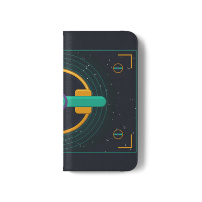 Unboards Cosmic Flip Case — Retro Space Tech Wallet Cover