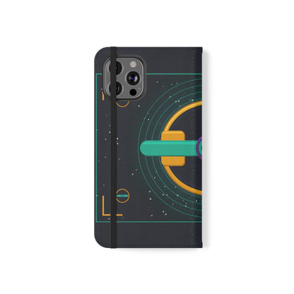 Unboards Cosmic Flip Case — Retro Space Tech Wallet Cover