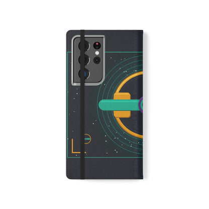 Unboards Cosmic Flip Case — Retro Space Tech Wallet Cover