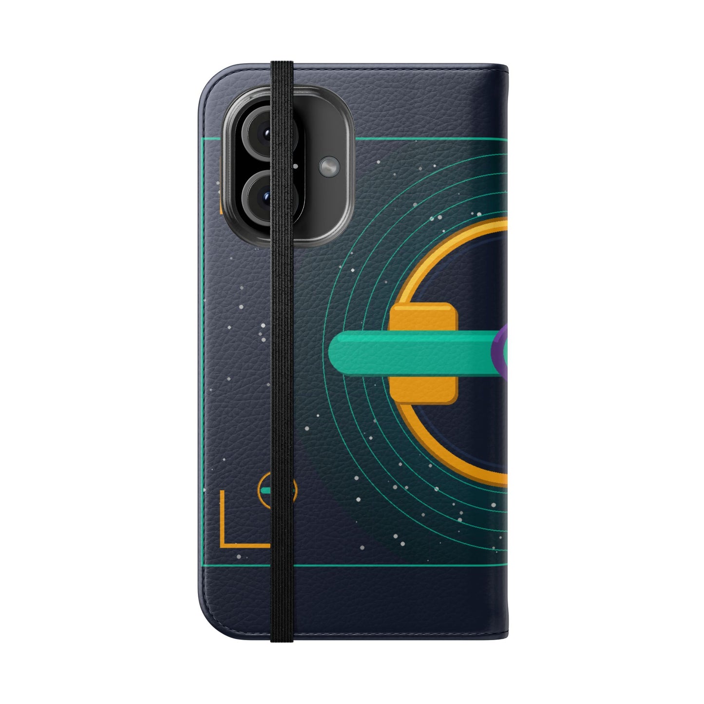 Unboards Cosmic Flip Case — Retro Space Tech Wallet Cover