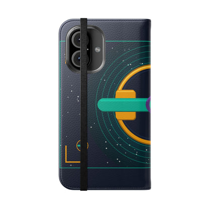 Unboards Cosmic Flip Case — Retro Space Tech Wallet Cover