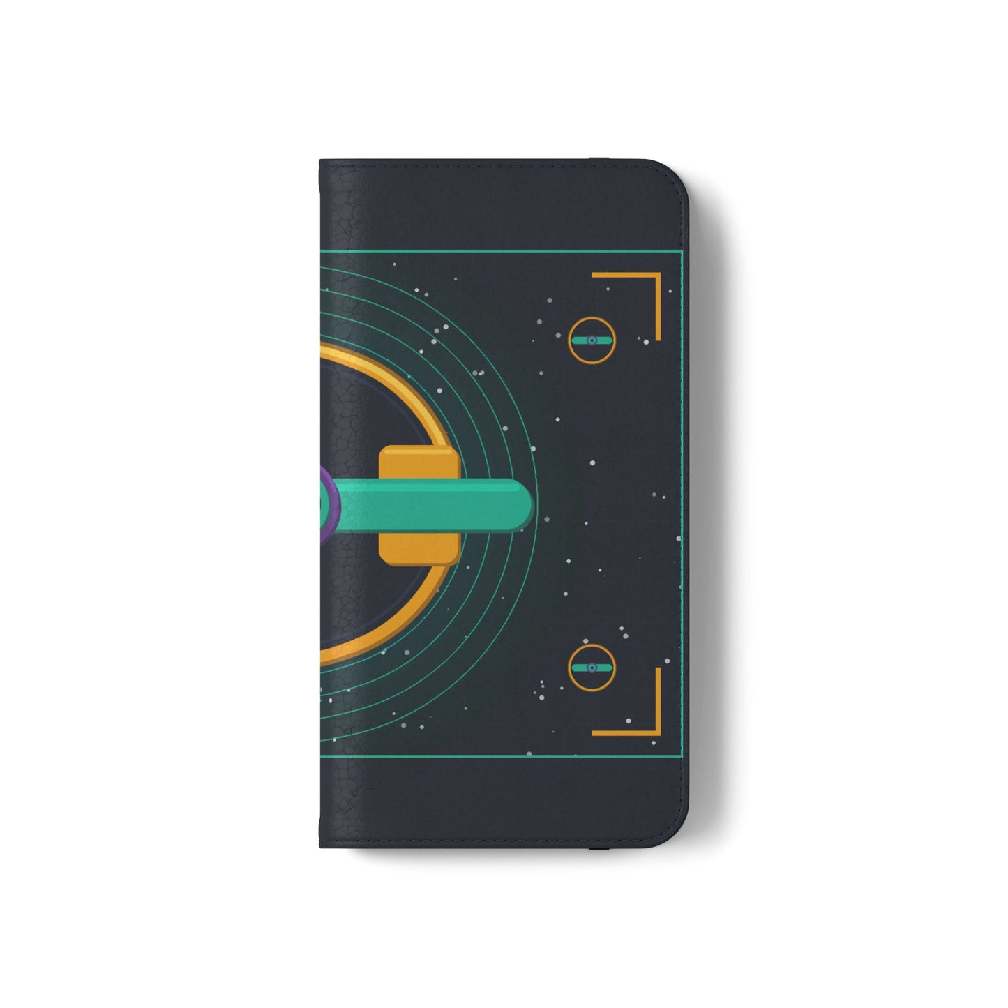 Unboards Cosmic Flip Case — Retro Space Tech Wallet Cover