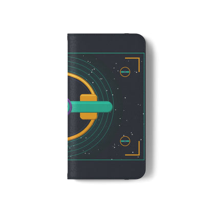 Unboards Cosmic Flip Case — Retro Space Tech Wallet Cover