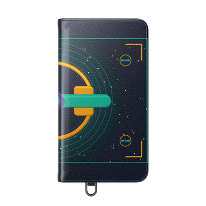 Unboards Cosmic Flip Case — Retro Space Tech Wallet Cover
