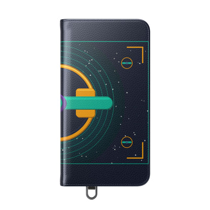 Unboards Cosmic Flip Case — Retro Space Tech Wallet Cover
