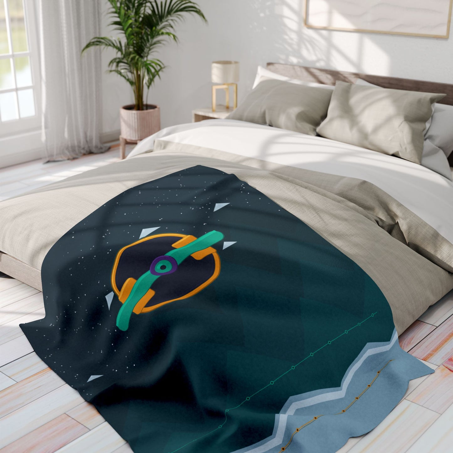 Unboards Arctic Night Fleece Blanket — Geometric Polar Landscape Throw