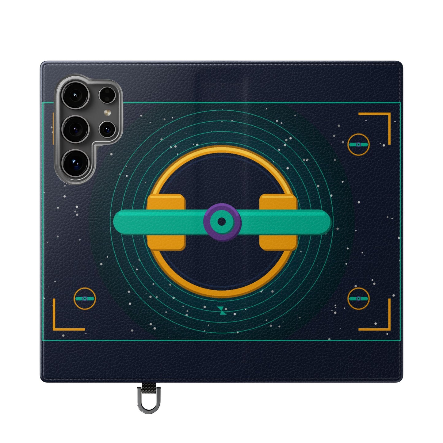 Unboards Cosmic Flip Case — Retro Space Tech Wallet Cover