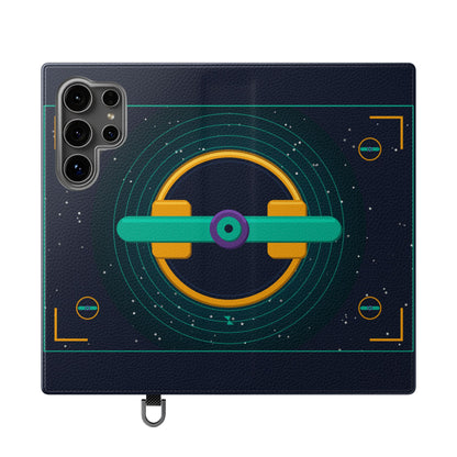 Unboards Cosmic Flip Case — Retro Space Tech Wallet Cover