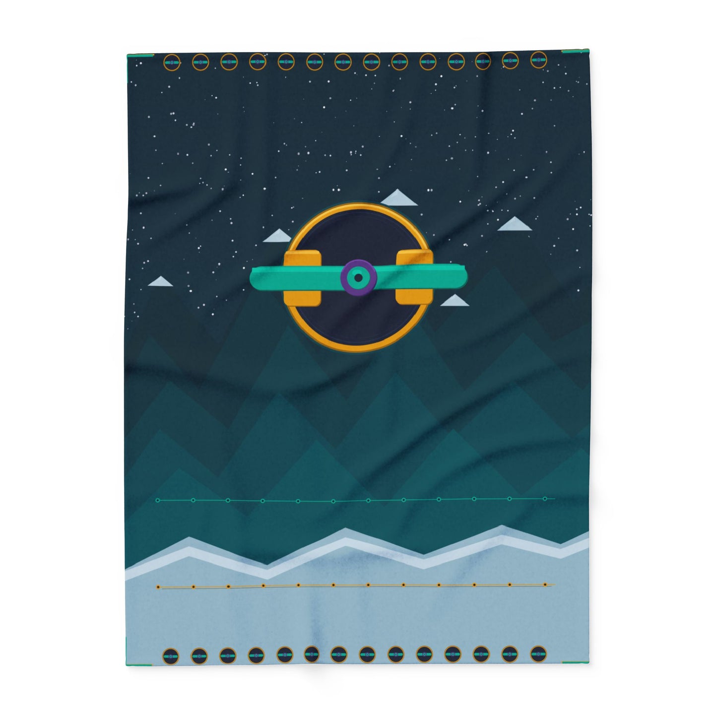 Unboards Arctic Night Fleece Blanket — Geometric Polar Landscape Throw