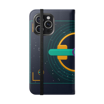 Unboards Cosmic Flip Case — Retro Space Tech Wallet Cover
