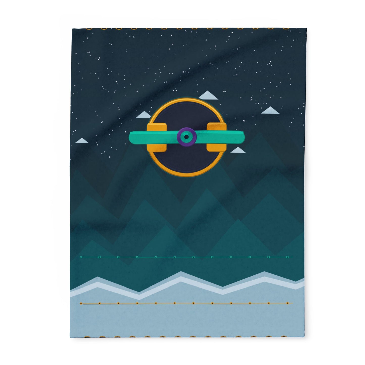 Unboards Arctic Night Fleece Blanket — Geometric Polar Landscape Throw