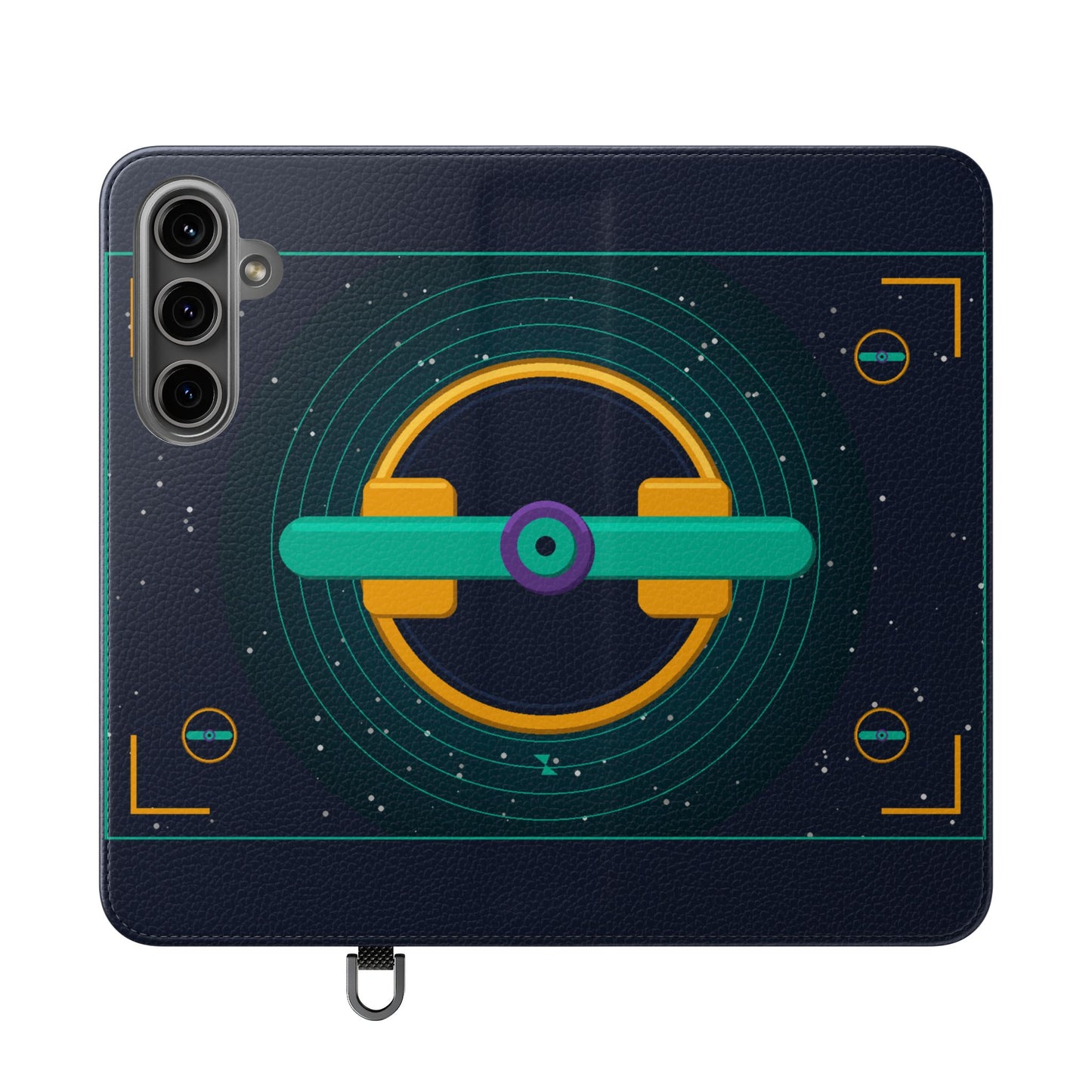 Unboards Cosmic Flip Case — Retro Space Tech Wallet Cover