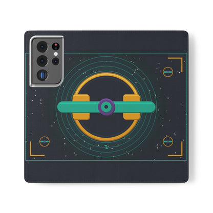 Unboards Cosmic Flip Case — Retro Space Tech Wallet Cover