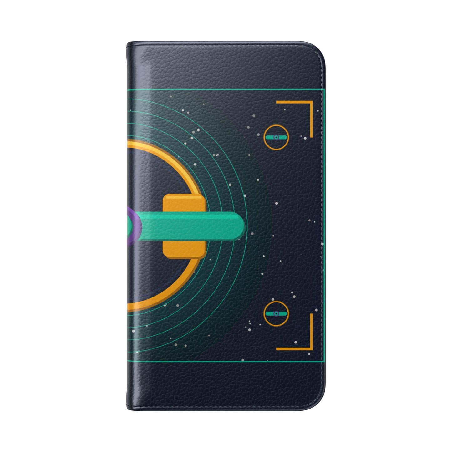 Unboards Cosmic Flip Case — Retro Space Tech Wallet Cover