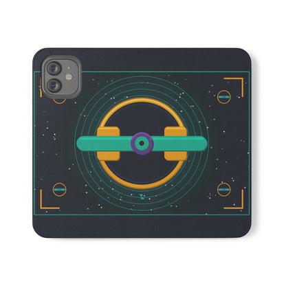 Unboards Cosmic Flip Case — Retro Space Tech Wallet Cover