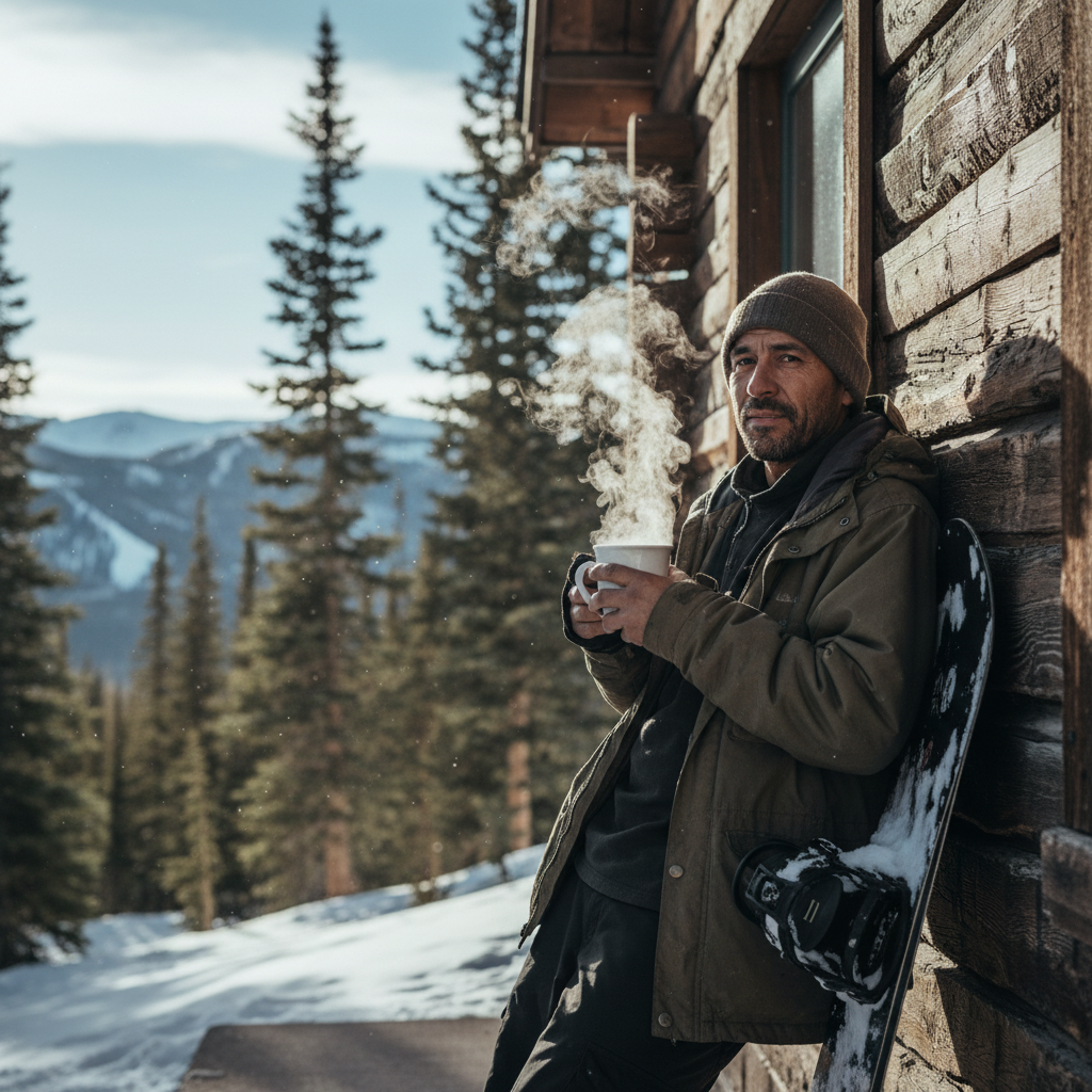 Latino male snowboarder